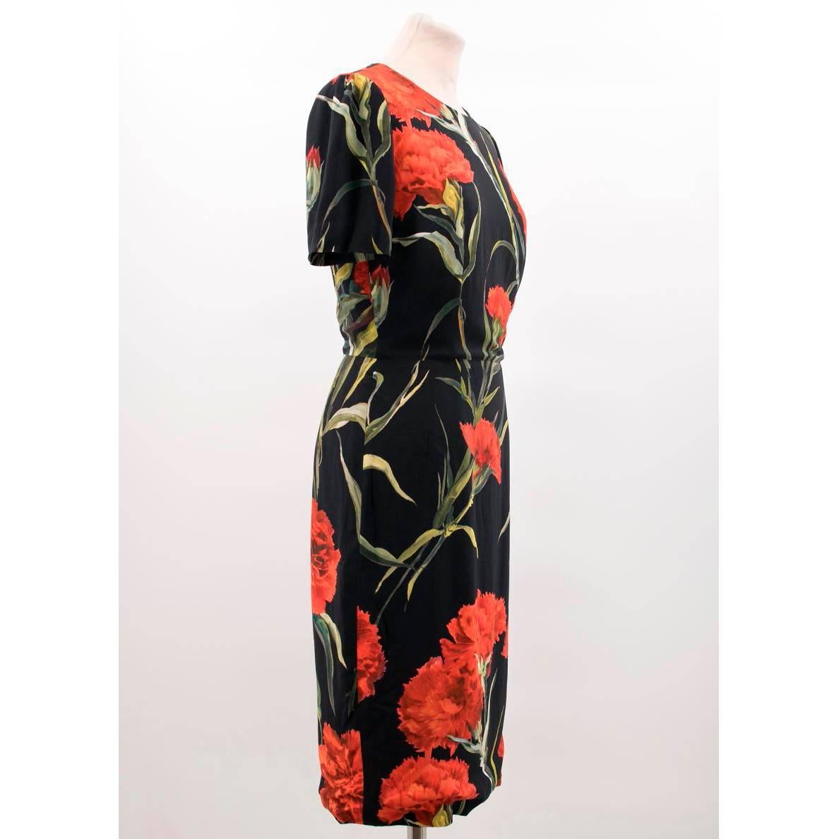 Dolce & Gabbana Black Floral Midi Dress 1