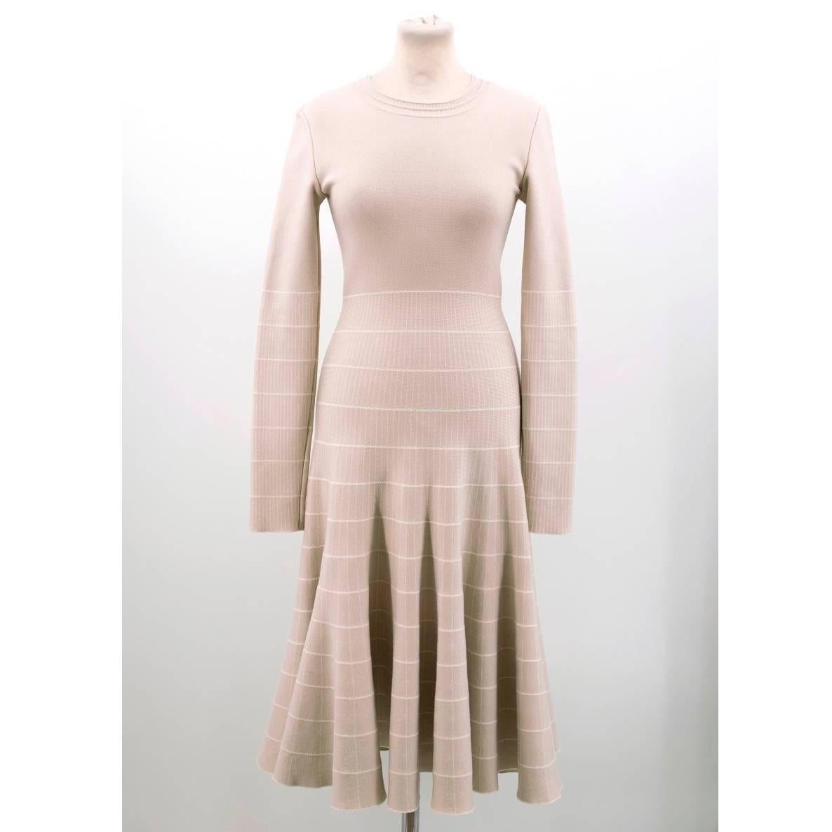 Alaia Nude Knit Midi Dress In Excellent Condition For Sale In London, GB