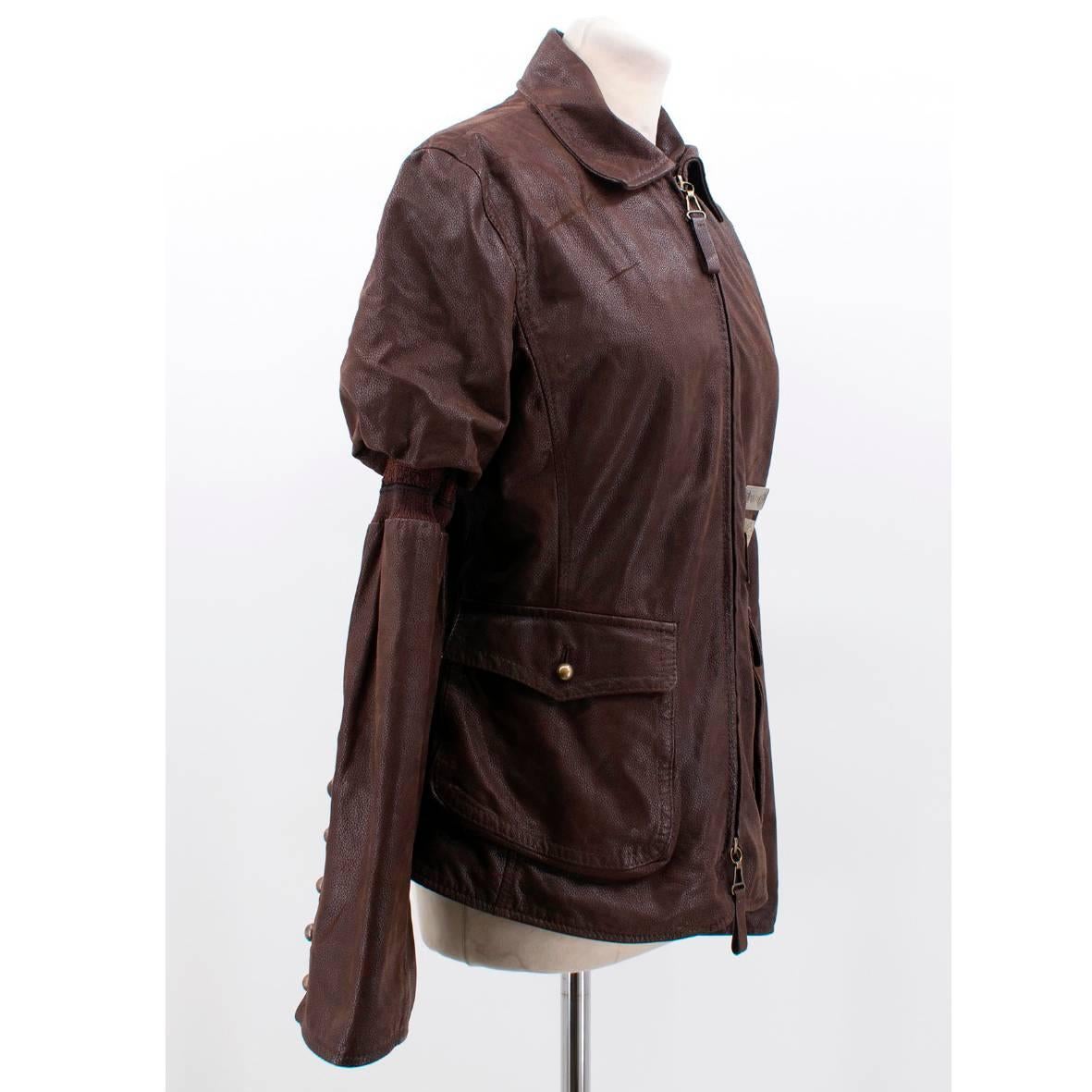 Gianfranco Ferre Brown Leather Jacket In Excellent Condition For Sale In London, GB