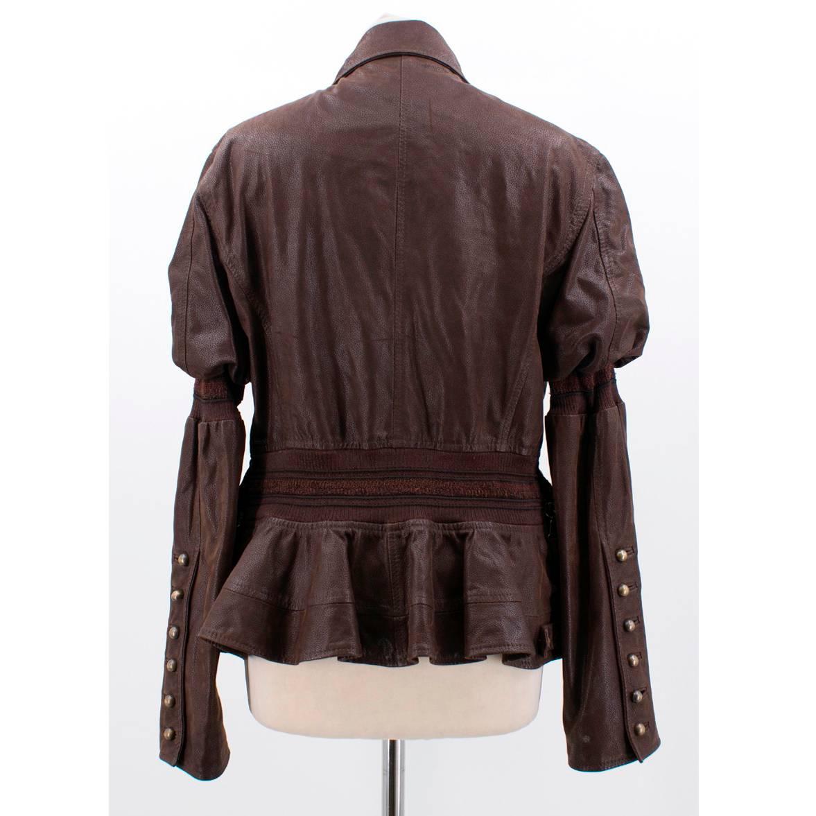 Gianfranco Ferre Brown Leather Jacket For Sale 1