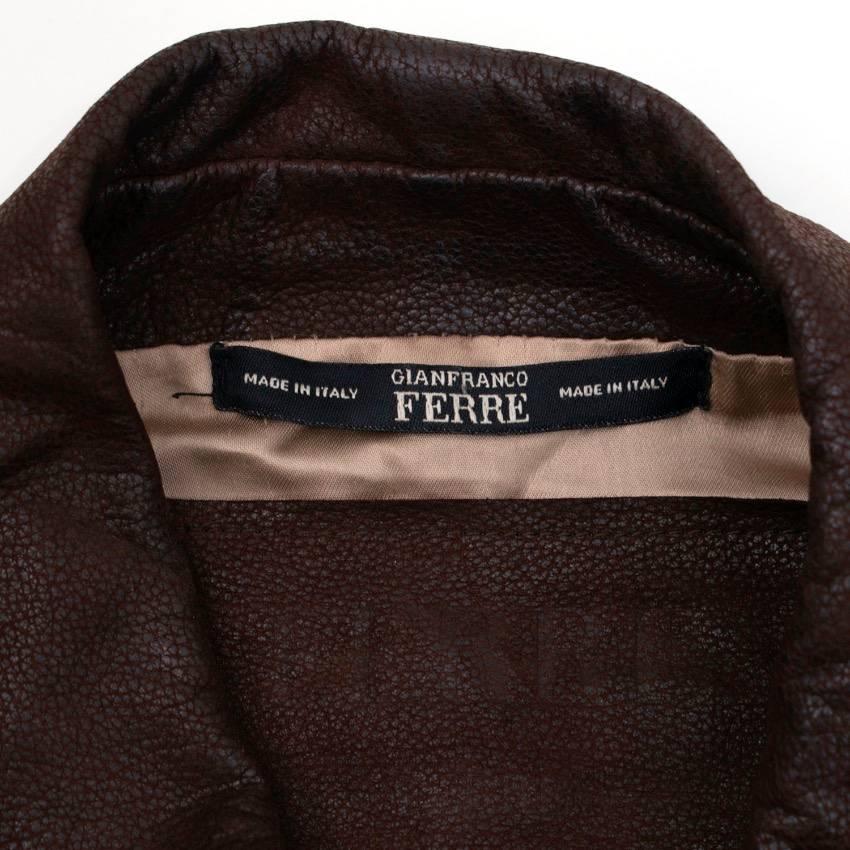 Gianfranco Ferre Brown Leather Jacket For Sale 4