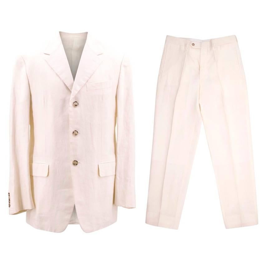 Prada Cream Linen Suit For Sale