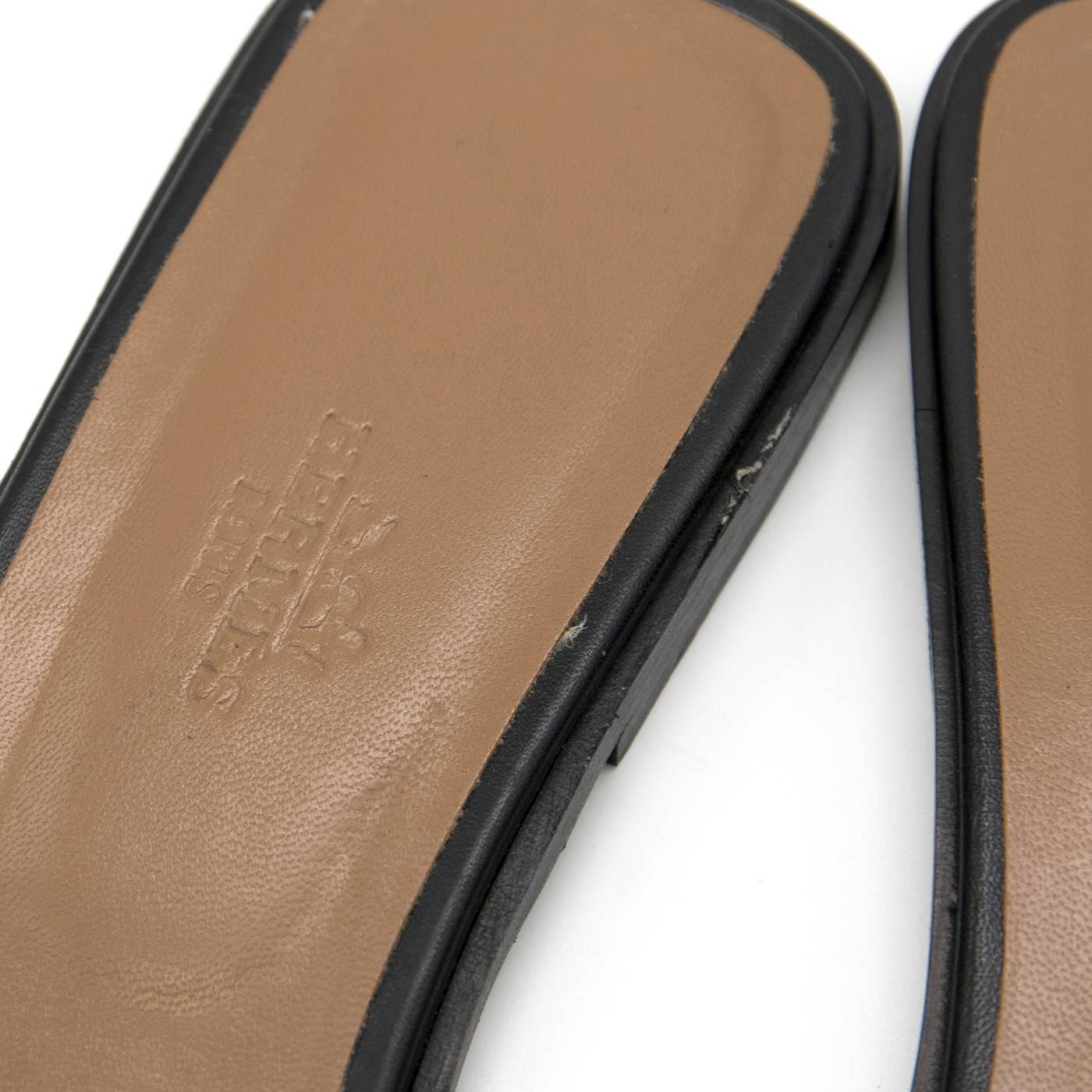 Black Hermes Oran Sandals For Sale
