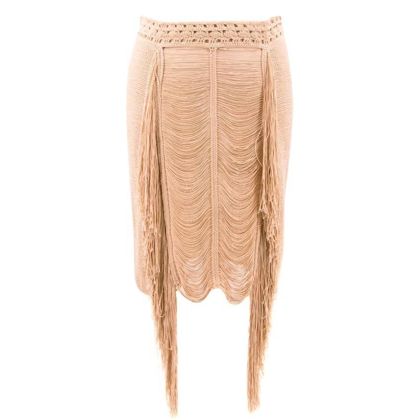 Magda Butrym Nude Fringe Skirt For Sale