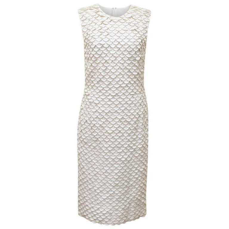 Stella McCartney White Fish Scale Midi Dress For Sale at 1stDibs