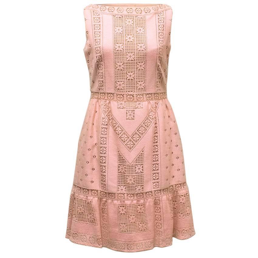 Valentino Powder Pink Crochet A-Line Dress For Sale