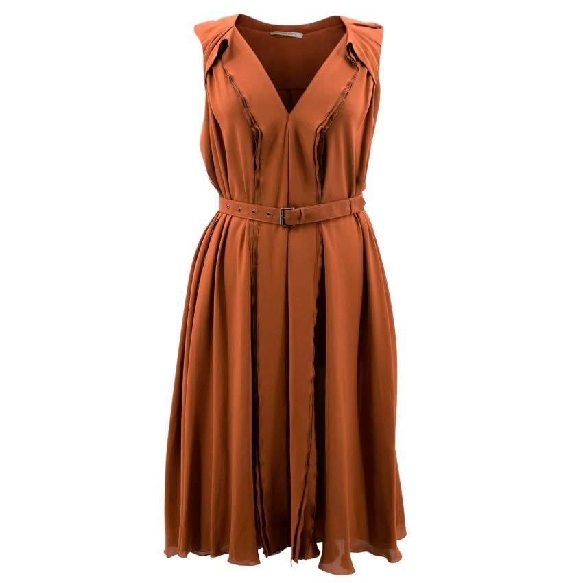 Bottega Veneta Burnt Orange Silk Dress For Sale