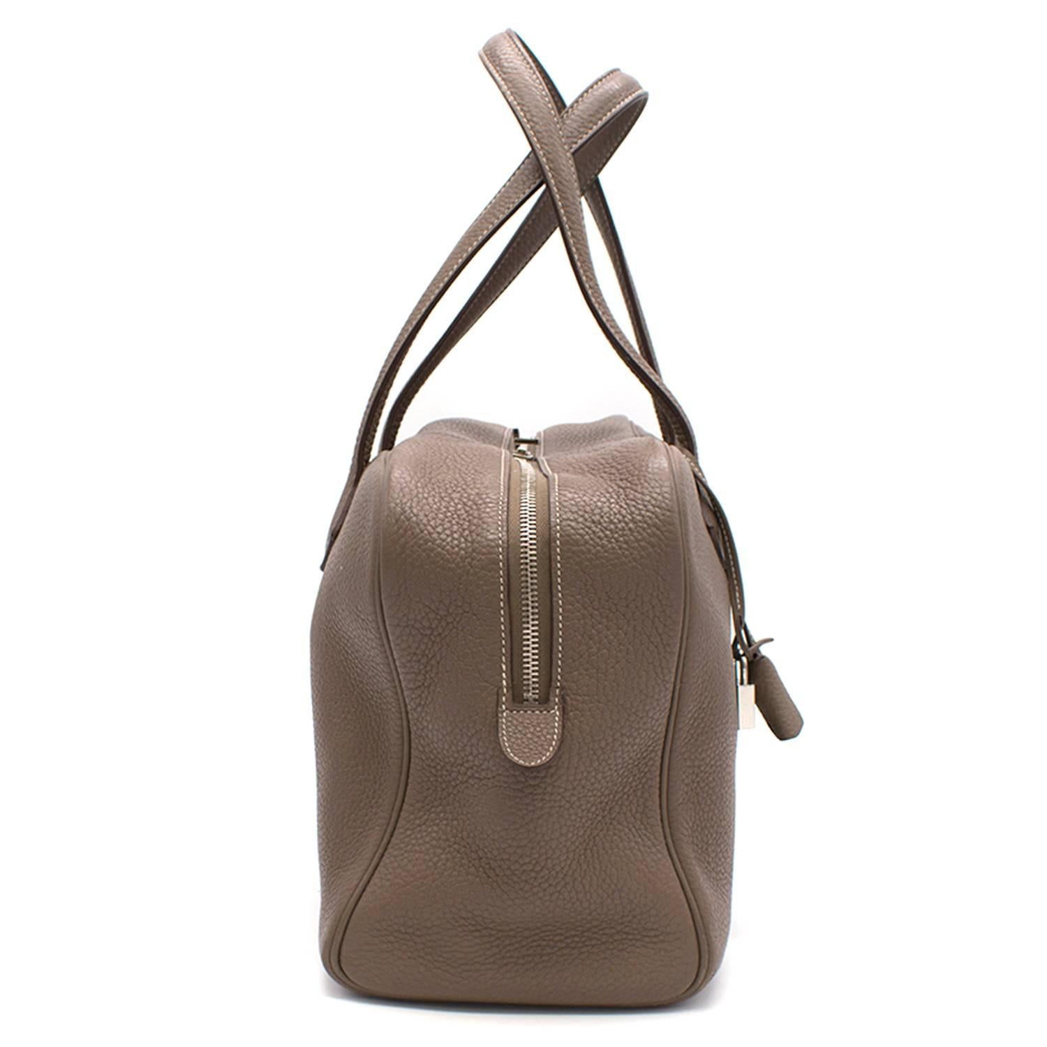 Hermes Victoria II Etoupe Brown Taurillion Togo Bag For Sale 2