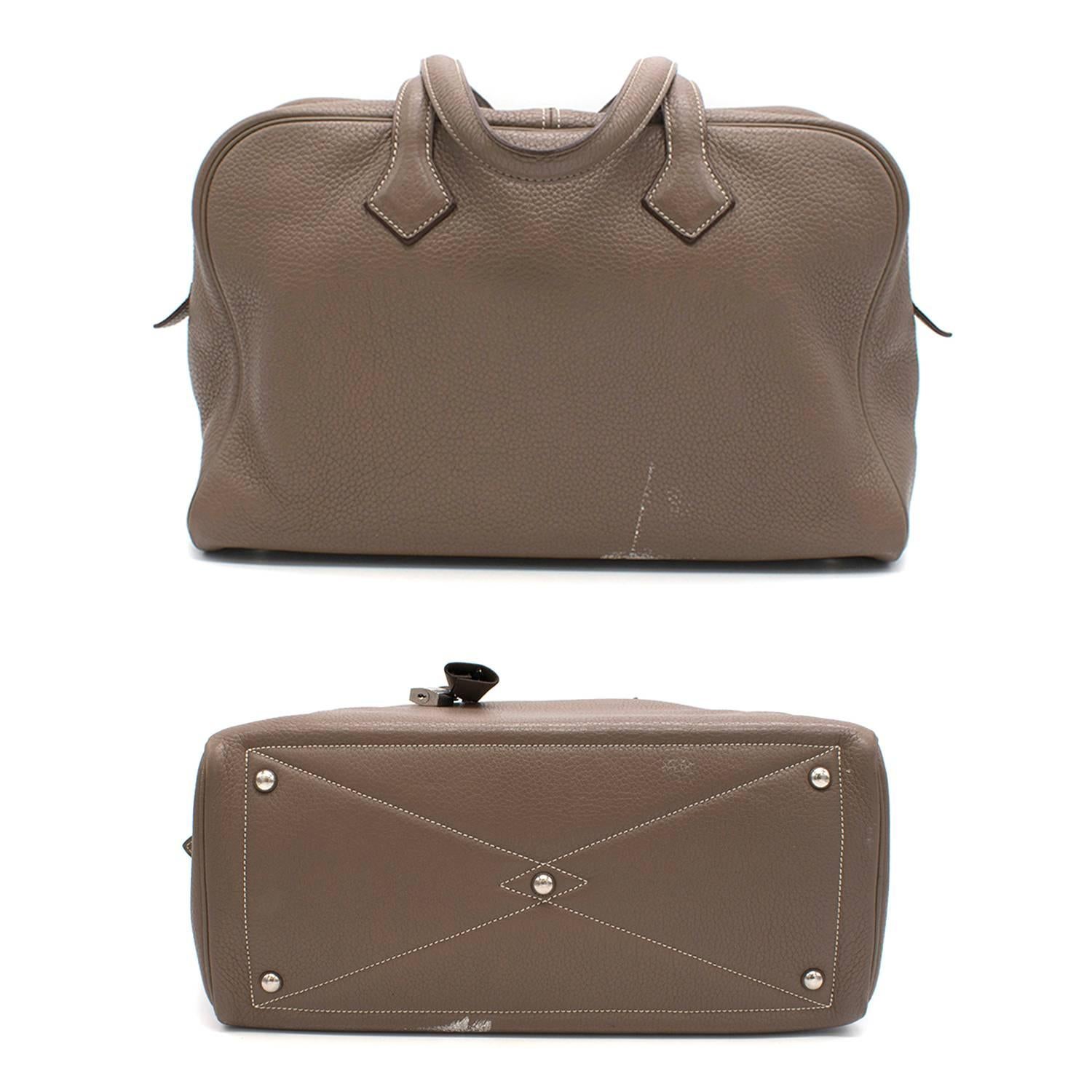 Hermes Victoria II Etoupe Brown Taurillion Togo Bag For Sale 3