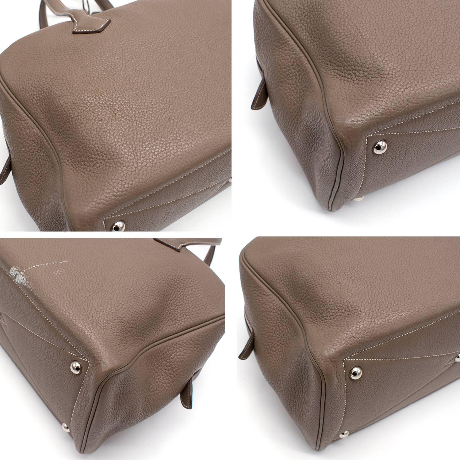 Gray Hermes Victoria II Etoupe Brown Taurillion Togo Bag For Sale