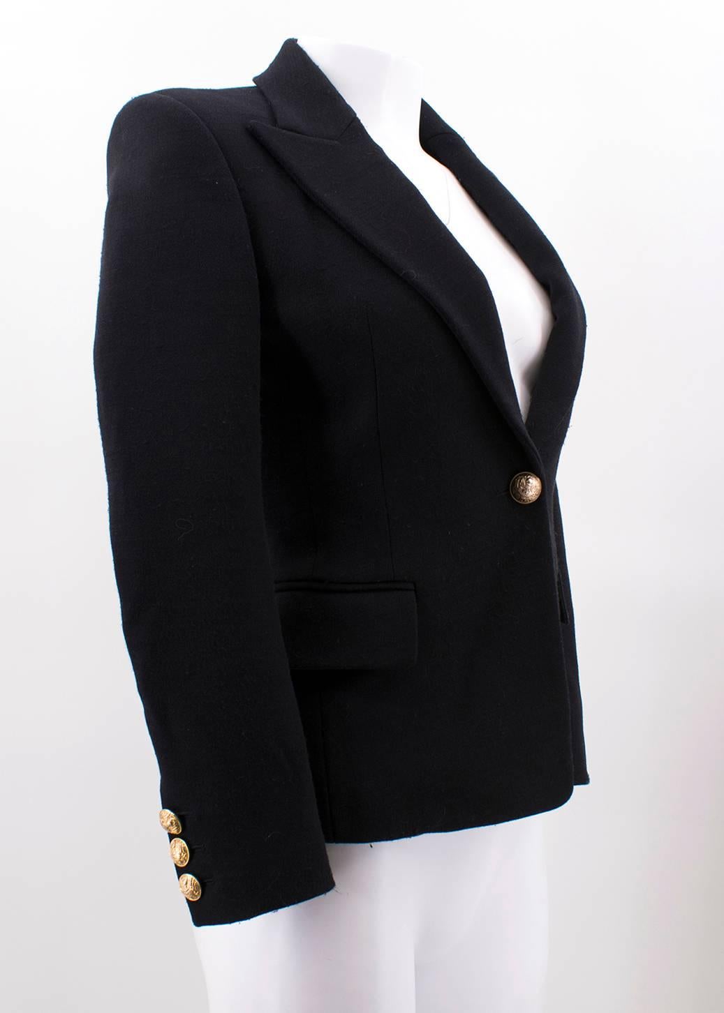 Balmain Black Single Breasted Blazer Jacket For Sale 3