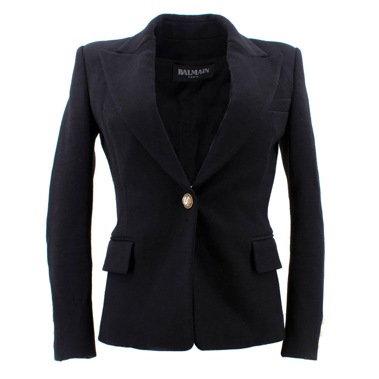 Balmain Black Single Breasted Blazer Jacket For Sale