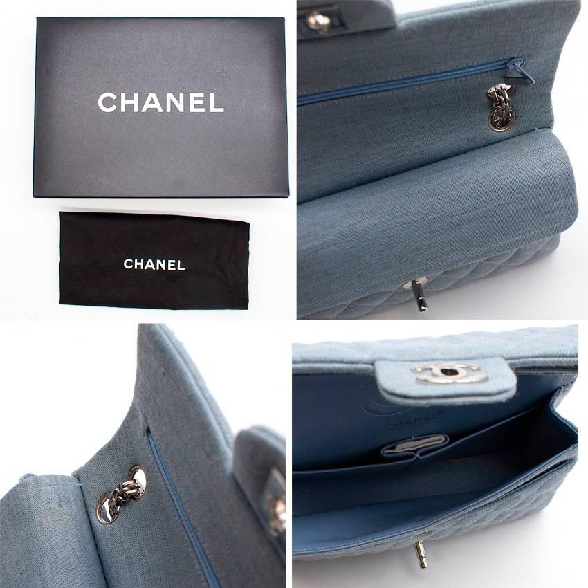 Chanel Jersey Small Double Flap Bag.

Signature diamond quilted design detail
CC turnlock closure
Silver-plated hardware
Back slip pocket

Main compartment itself comes with three different slip compartments secured by a single snap button