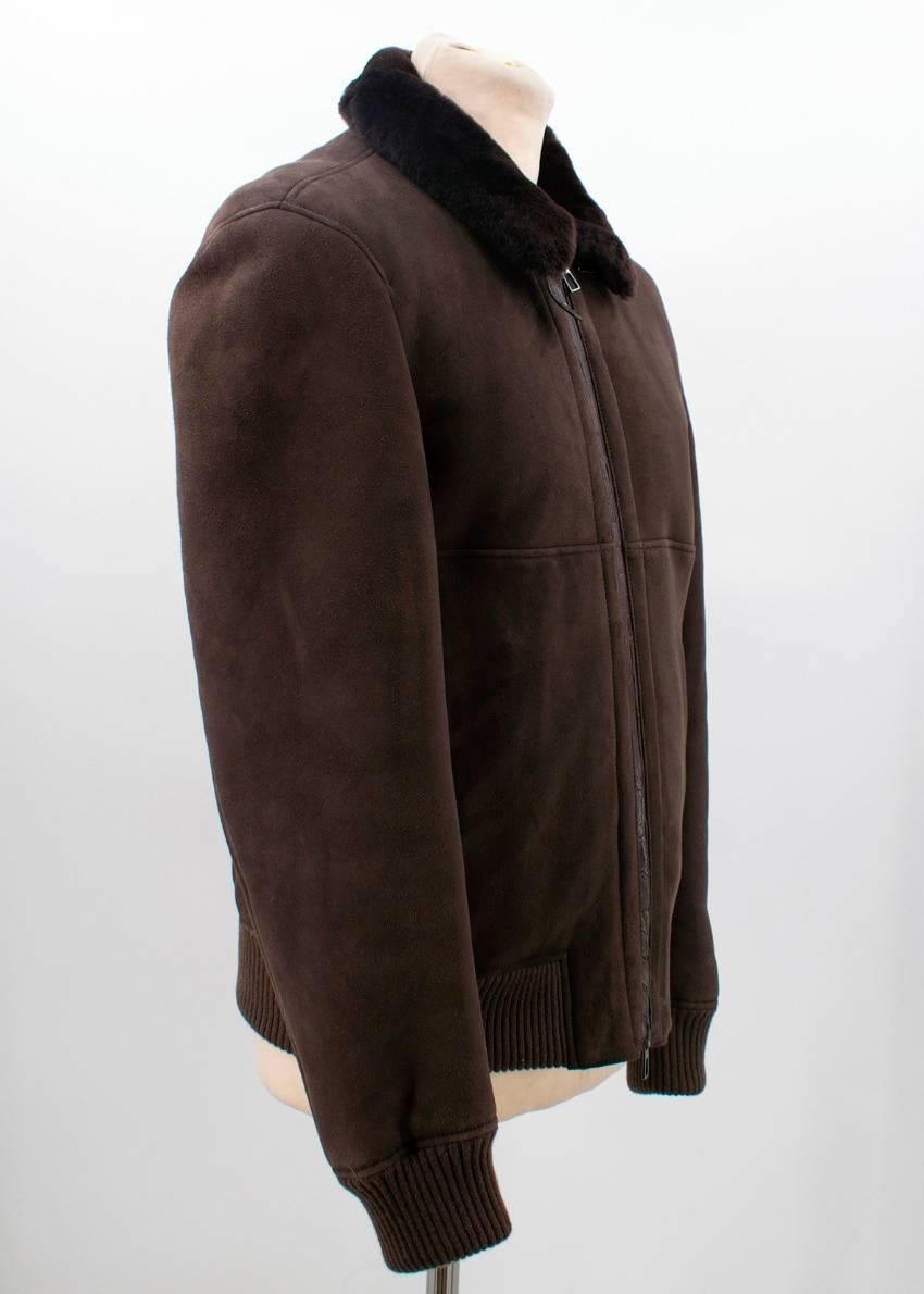 Lora Piana Dark Brown Sheepskin jacket For Sale 4