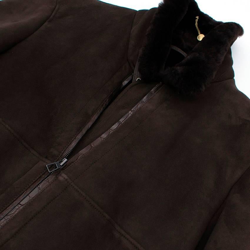 Lora Piana Dark Brown Sheepskin jacket In Excellent Condition For Sale In London, GB
