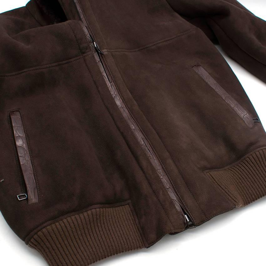 Black Lora Piana Dark Brown Sheepskin jacket For Sale