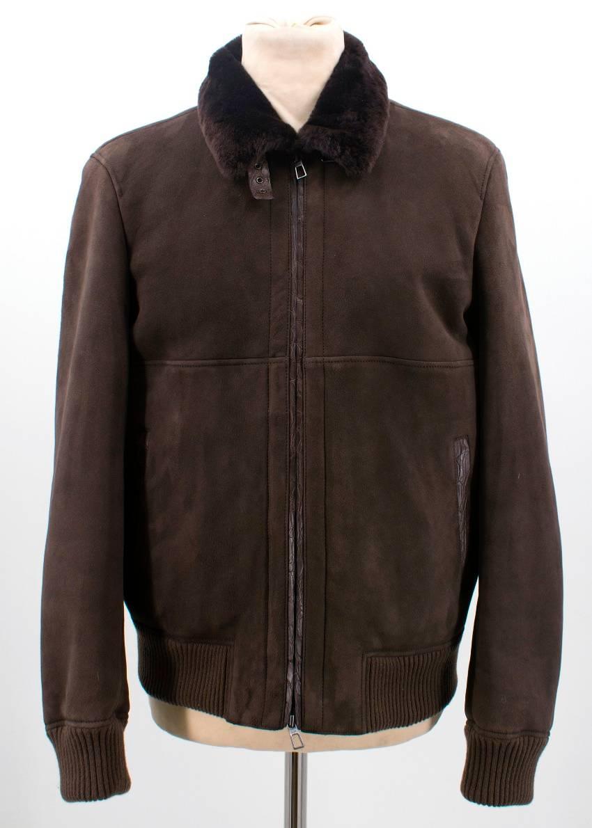 Lora Piana Dark Brown Sheepskin jacket For Sale 5