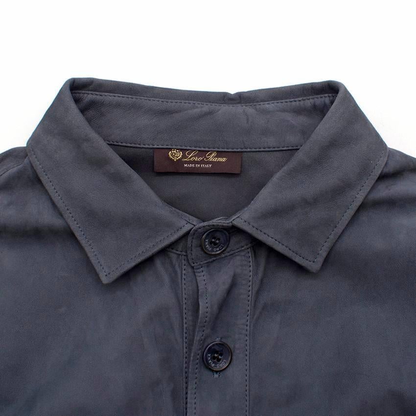 Loro Piana Blue Leather Shirt M In Excellent Condition For Sale In London, GB