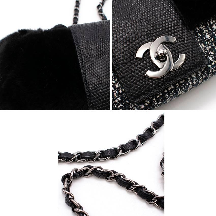 Chanel Tweed Rabbit and Leather small flap bag For Sale 1