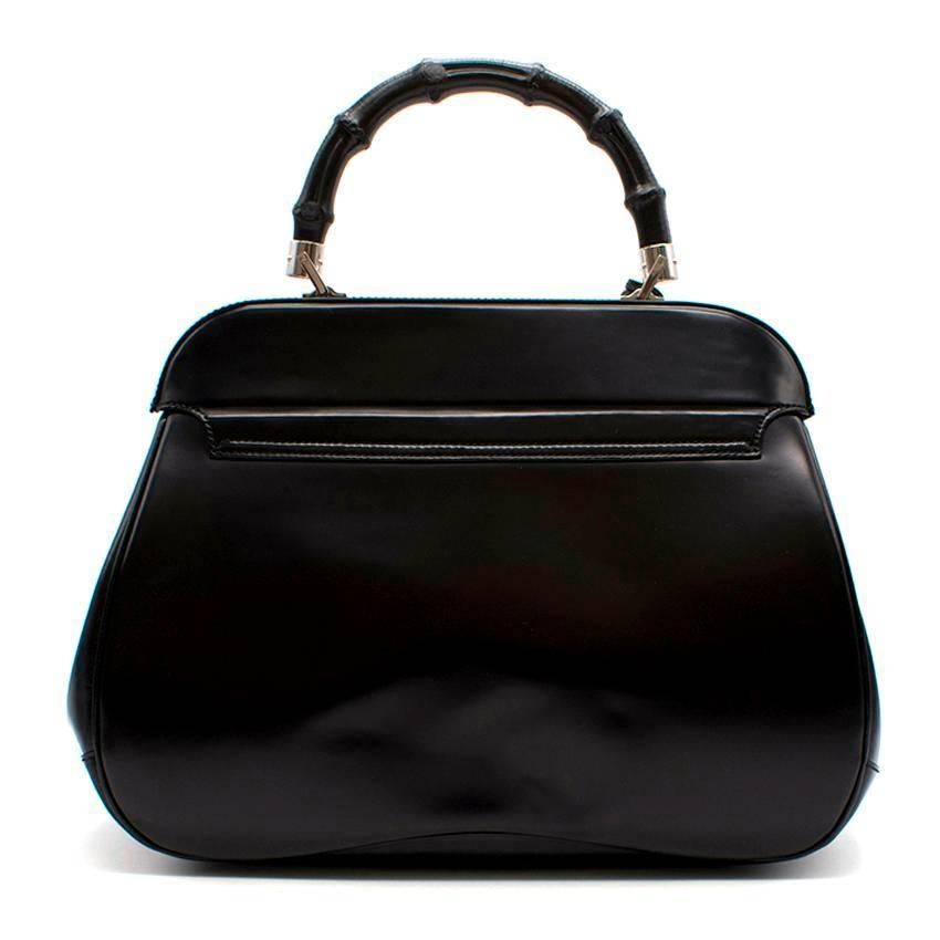 Gucci Black Leather Bag with Bamboo Handle  In Good Condition For Sale In London, GB