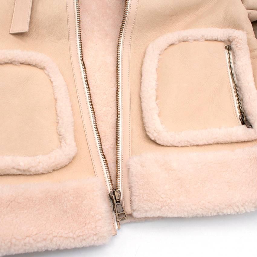 Beige Chloe Leather and Shearling Coat  For Sale