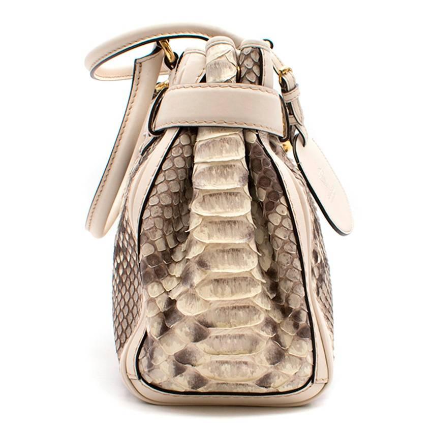 Gucci Brown and Cream Python GG Running Large Satchel Bag For Sale 4