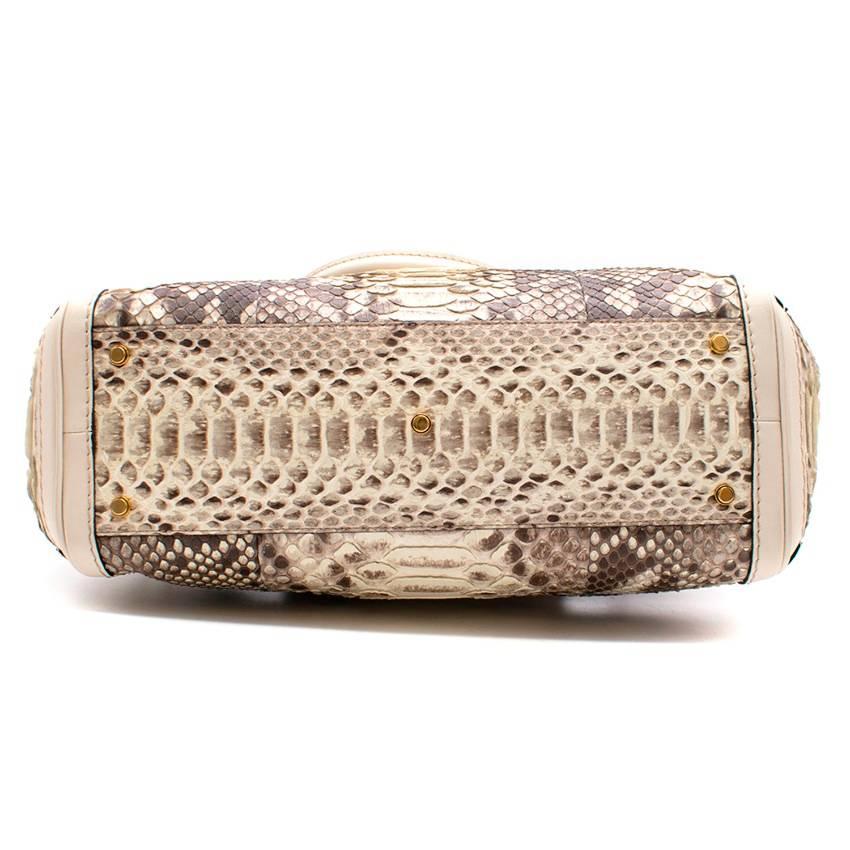 Gucci Brown and Cream Python GG Running Large Satchel Bag For Sale 1