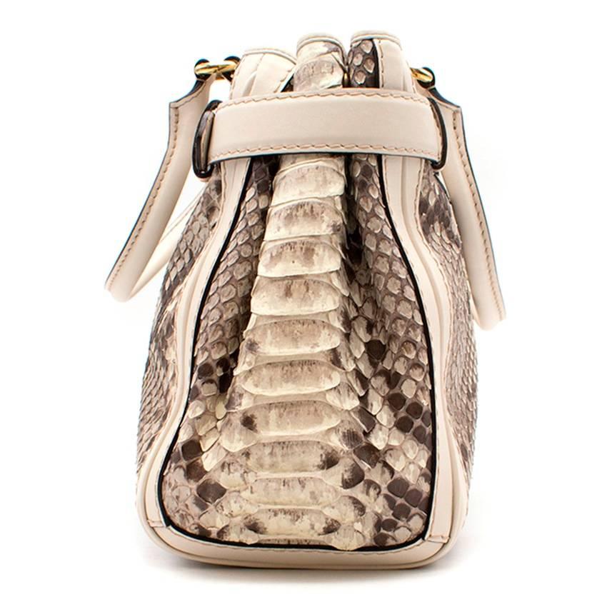 Gucci Brown and Cream Python GG Running Large Satchel Bag For Sale 2