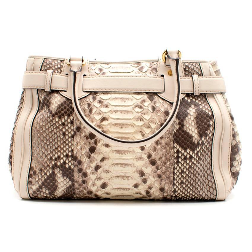 Gucci Brown and Cream Python GG Running Large Satchel Bag For Sale 3