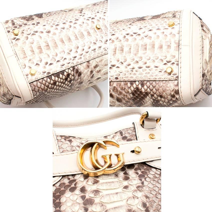 Women's or Men's Gucci Brown and Cream Python GG Running Large Satchel Bag For Sale