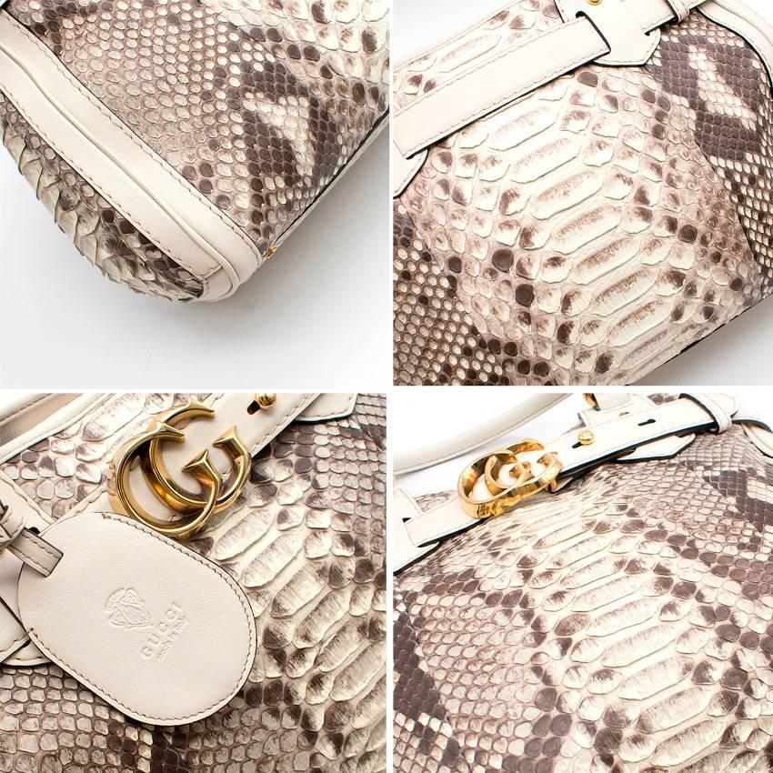 Gucci Brown and Cream Python GG Running Large Satchel Bag In New Condition For Sale In London, GB