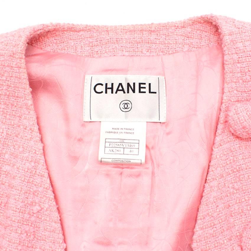 Chanel Pink Cotton Blend Coco Tweed Jacket For Sale 1