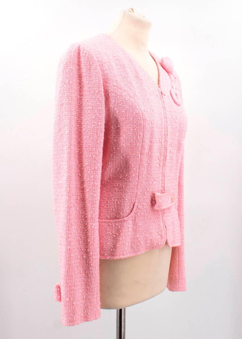 Chanel Pink Cotton Blend Coco Tweed Jacket For Sale 4