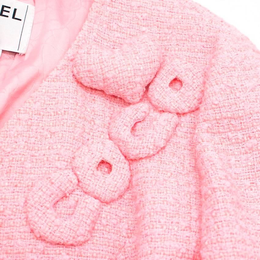 Chanel Pink Cotton Blend Coco Tweed Jacket In Good Condition For Sale In London, GB