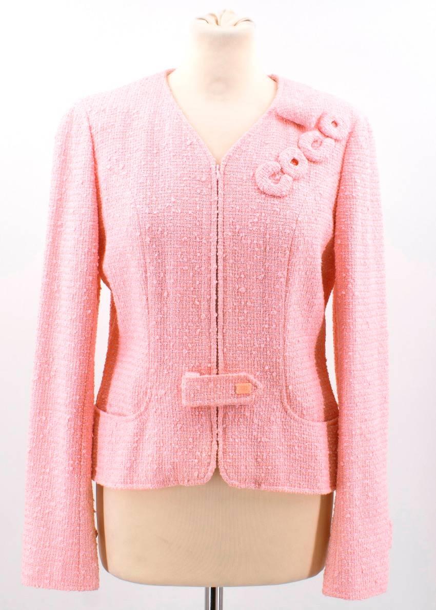 Chanel Pink Cotton Blend Coco Tweed Jacket For Sale 5