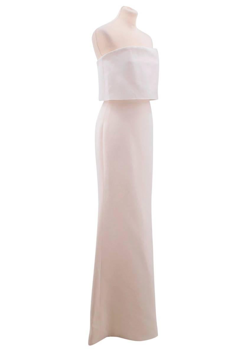 Victoria Beckham Cream Silk Column Strapless Gown (US: 6/S)  For Sale 1