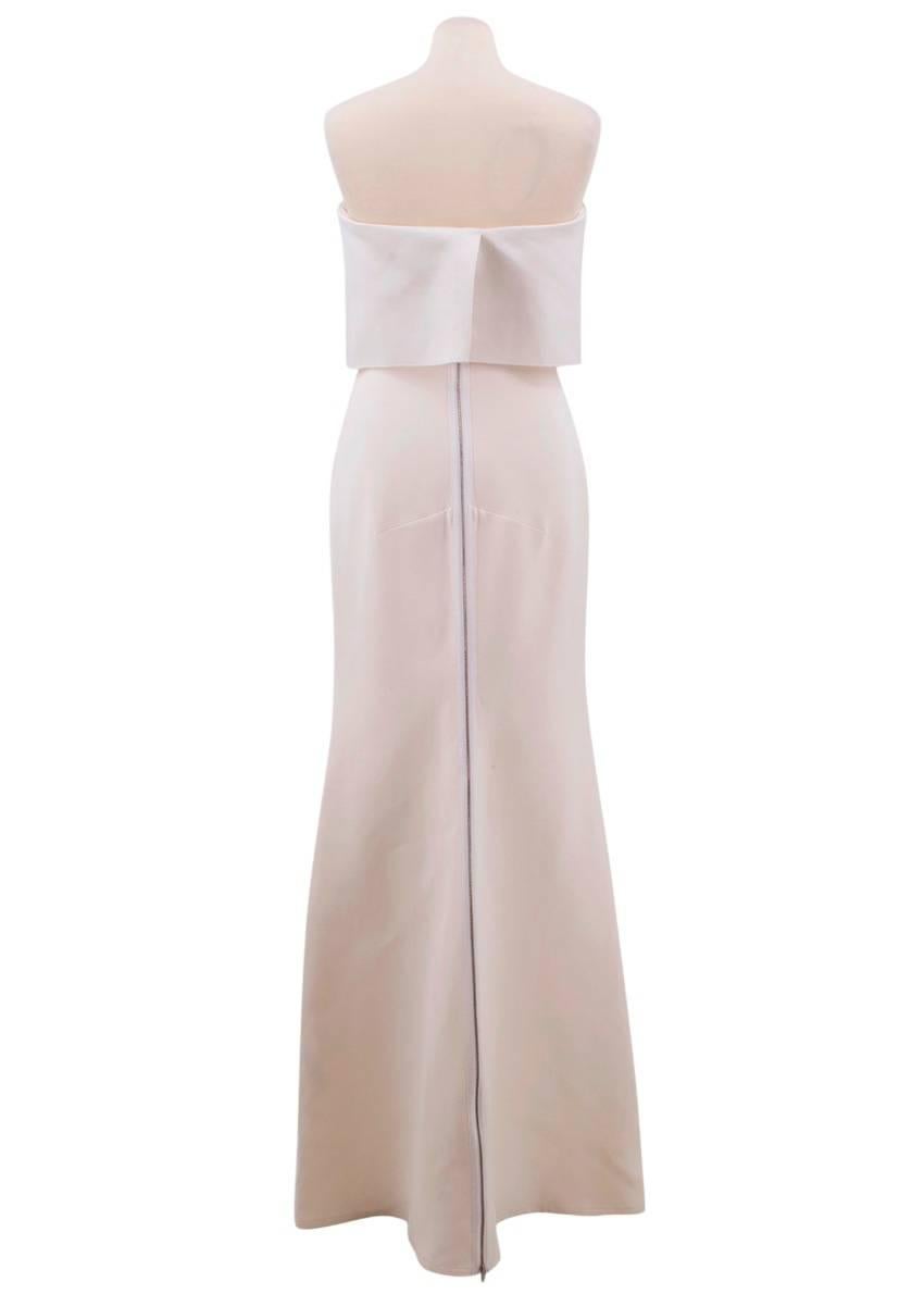 Women's or Men's Victoria Beckham Cream Silk Column Strapless Gown (US: 6/S)  For Sale