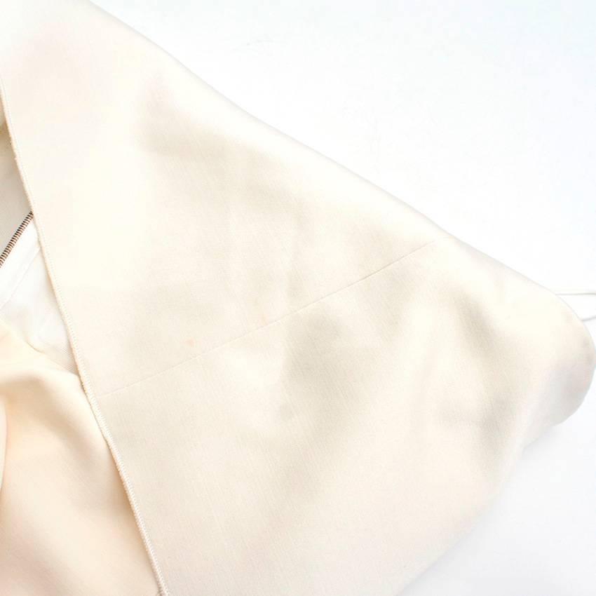 Beige Victoria Beckham Cream Silk Column Strapless Gown (US: 6/S)  For Sale