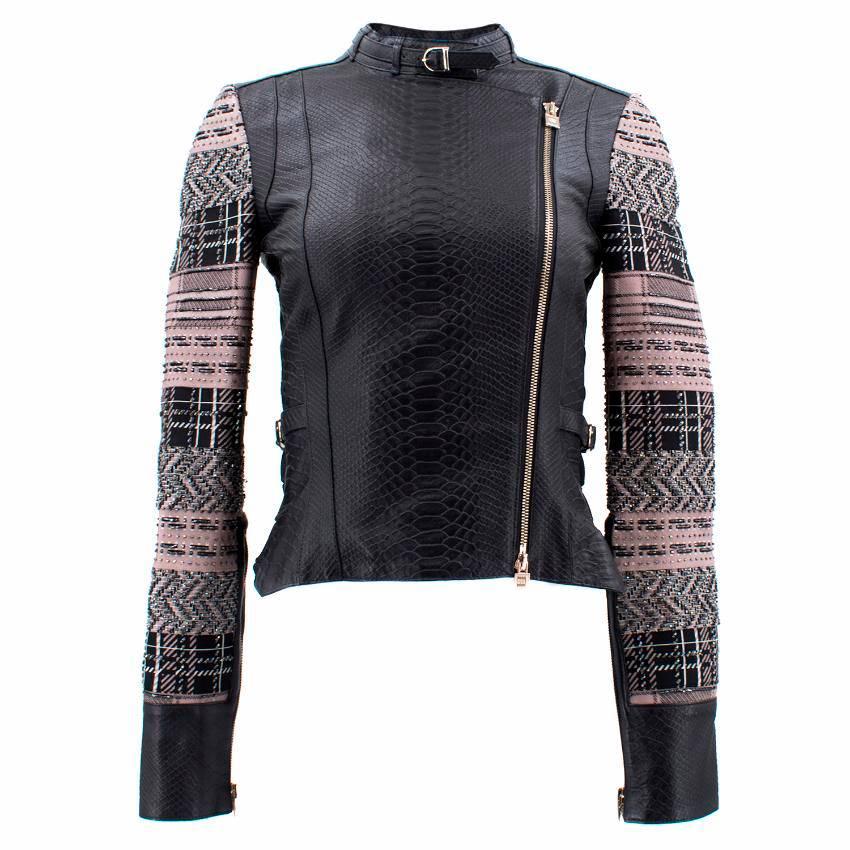 Herve Leger Black Lamb Leather Jacket (Size: US 4/XS)  For Sale