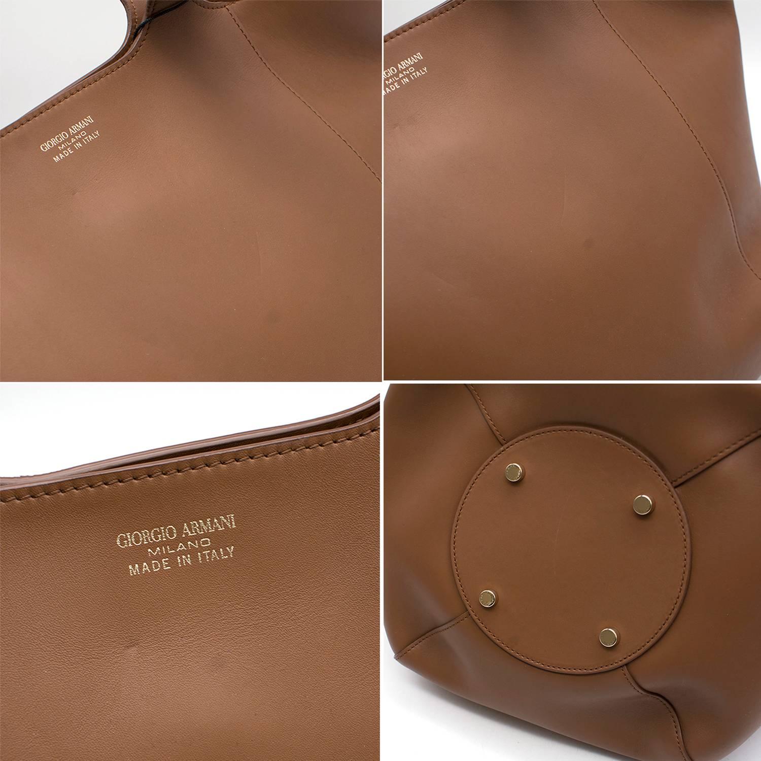 Giorgio Armani Brown Leather Tote Bag   For Sale 5