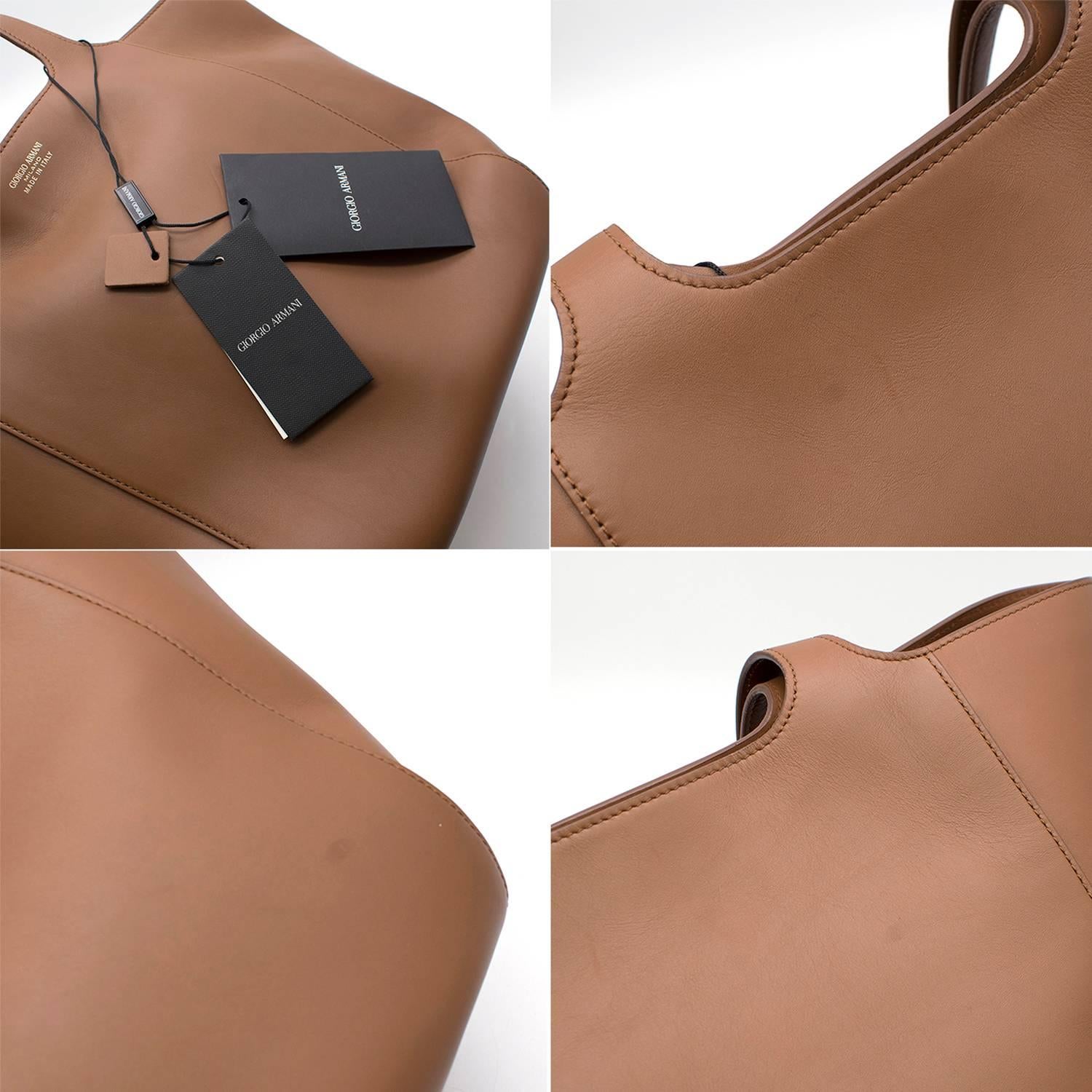 Giorgio Armani Brown Leather Tote Bag   For Sale 2