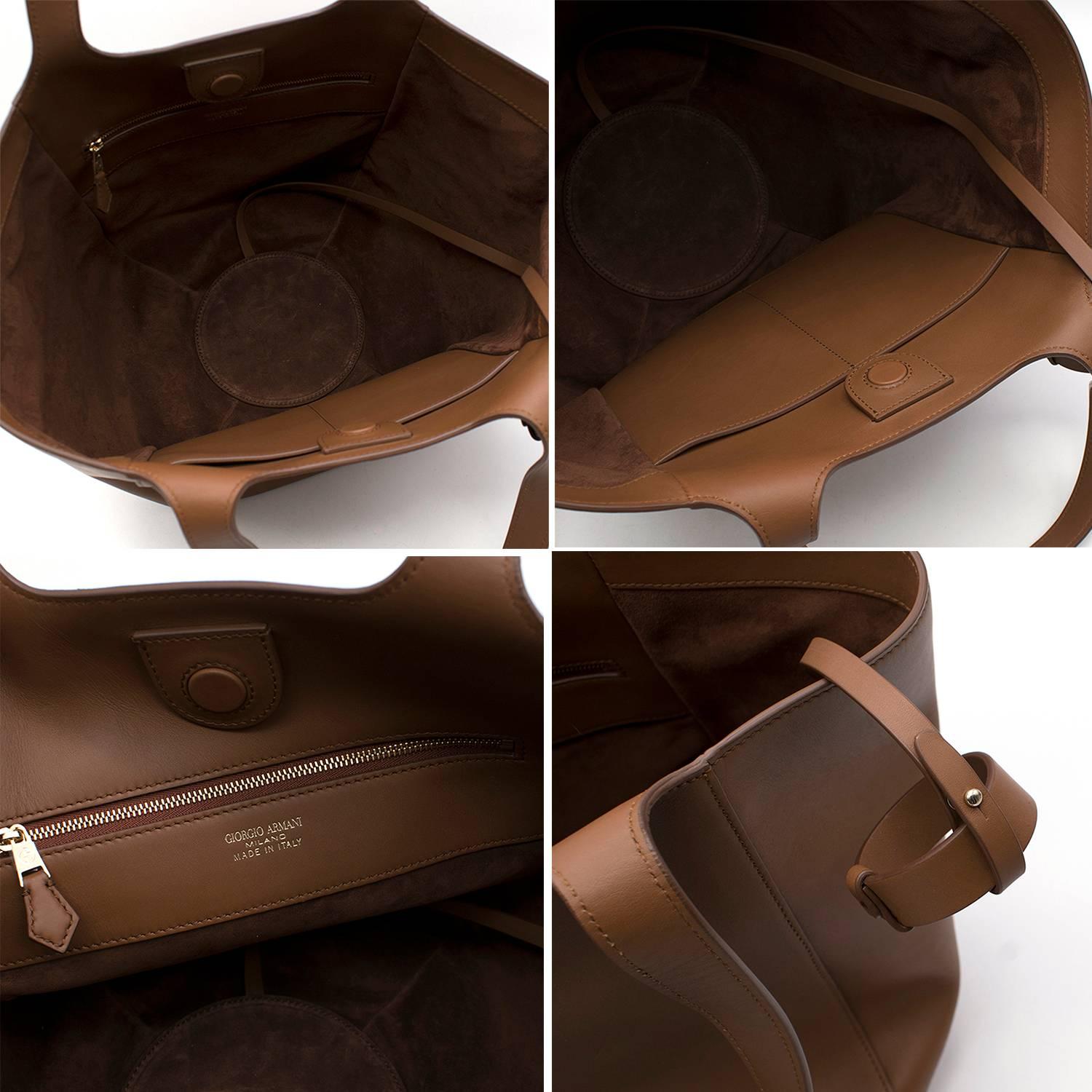 Giorgio Armani Brown Leather Tote Bag   For Sale 1