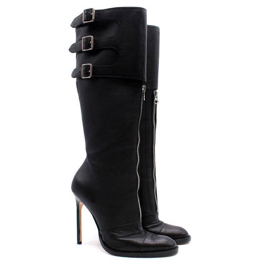 Manolo Blahnik Black Leather Long Boots (US 8.5)  5