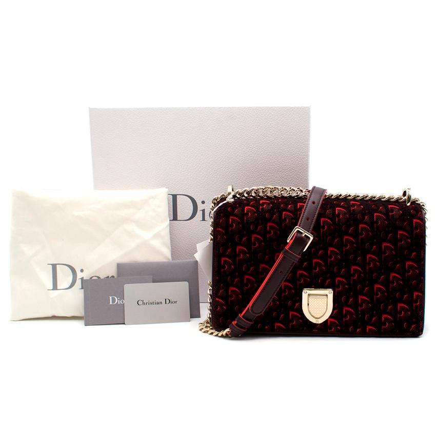 Dior Diorama Red Velvet Handbag For Sale 5