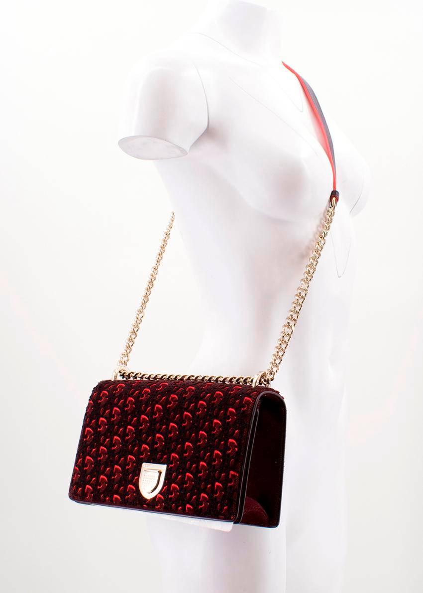 Black Dior Diorama Red Velvet Handbag For Sale