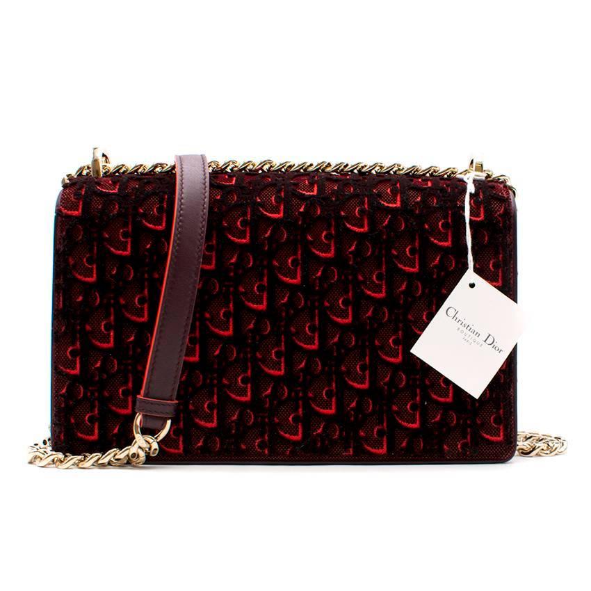 Women's Dior Diorama Red Velvet Handbag For Sale