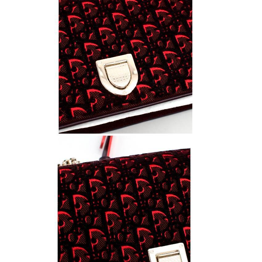 Dior Diorama Red Velvet Handbag For Sale 2
