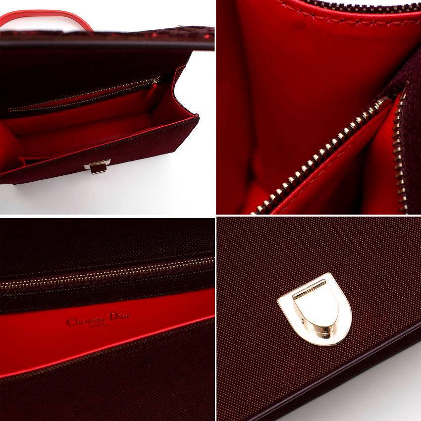 Dior Diorama Red Velvet Handbag For Sale 3