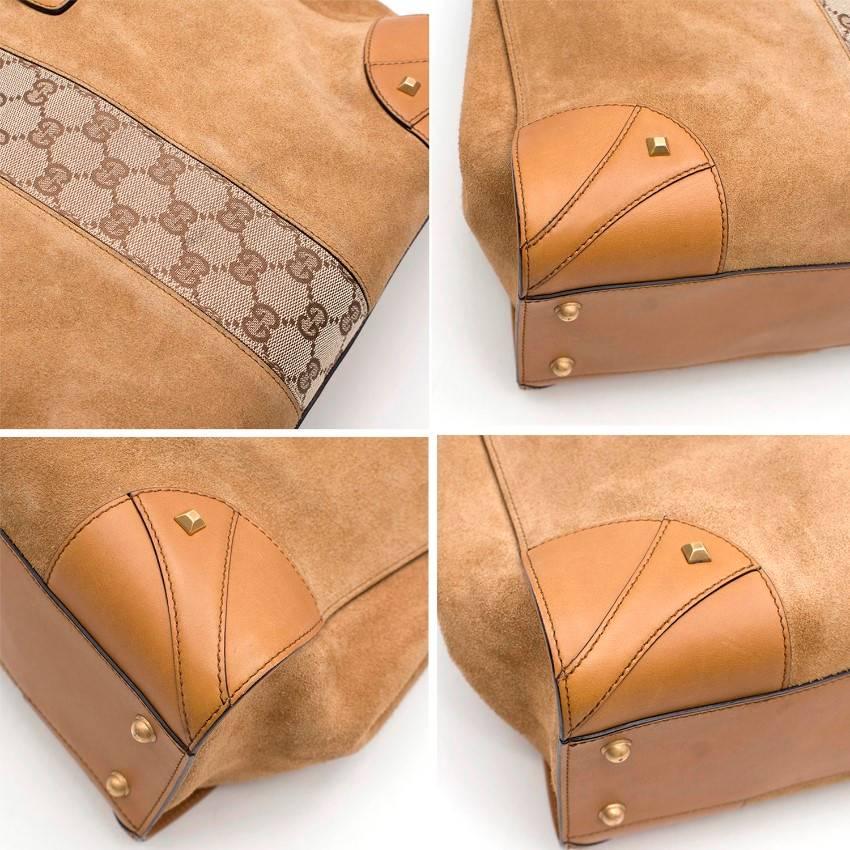 Women's Gucci Brown Suede/Monogram Bag  For Sale
