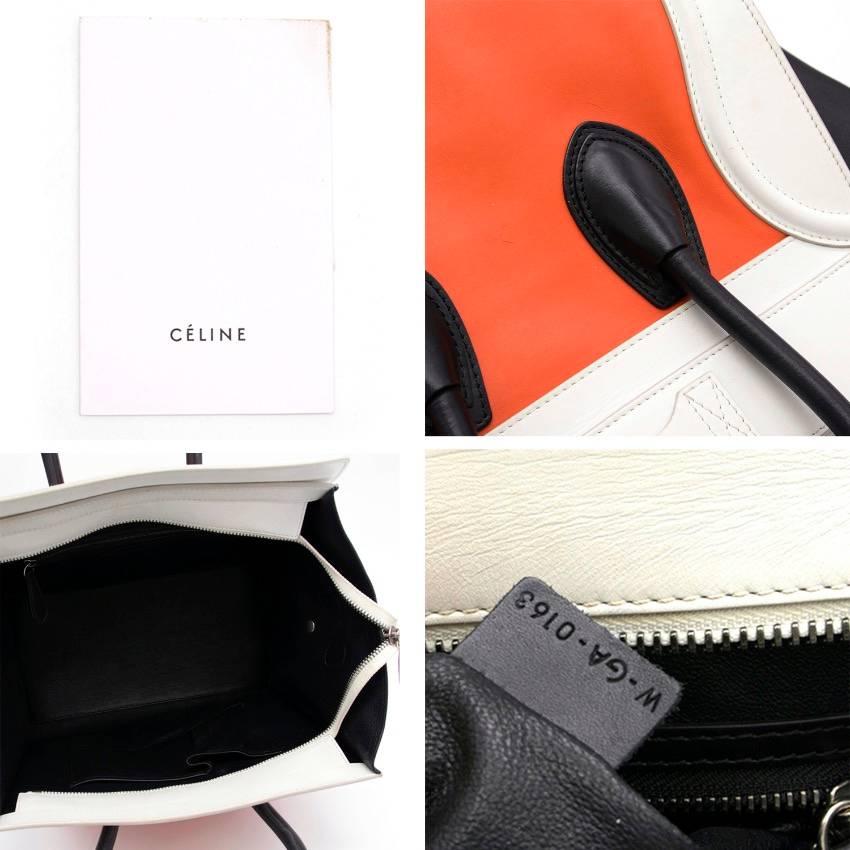 White  Celine Tricolor Mini Luggage Tote For Sale